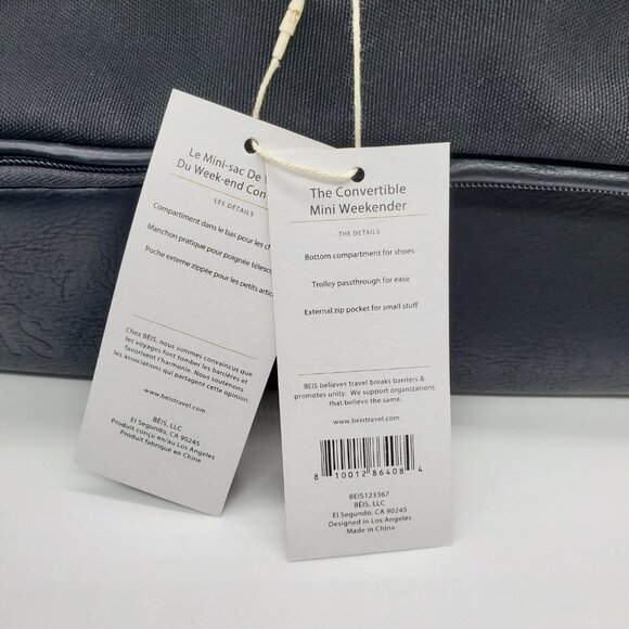 BEIS Carry On Weekender Convertible Mini | Weekender Bag Women Shoe Compartment - Picture 8 of 10